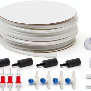 ALEGI 25 Feet 3/16 Inch Standard Airline Tubing with Air Stones, Check Valves, Control Valve and Connectors Air Pump Accessories Kit (White)-0